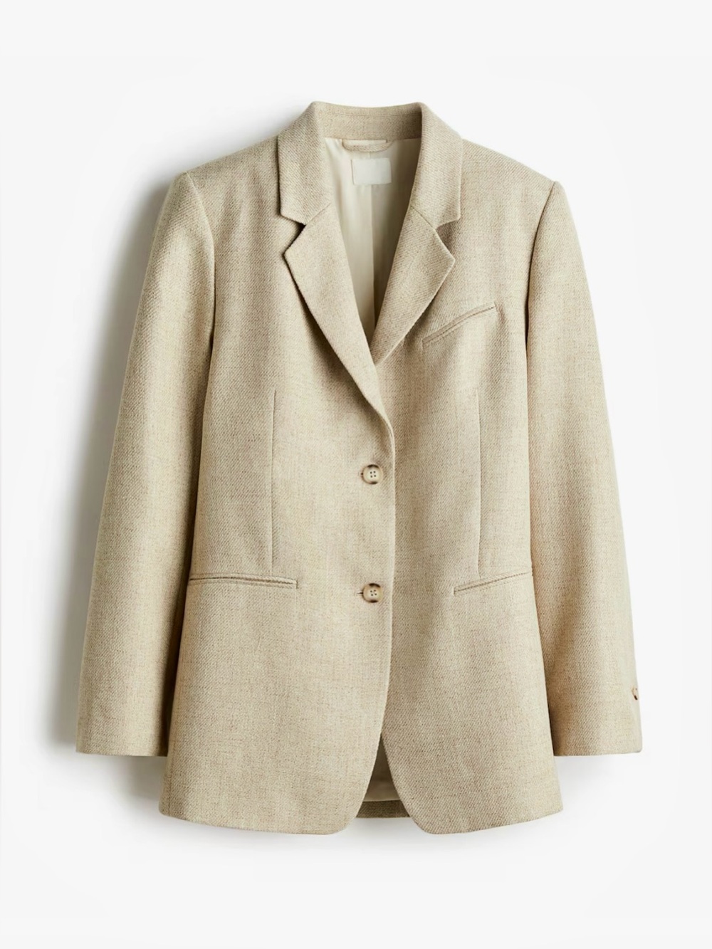 H&M Tailored Cream Textured Blazer Jacket